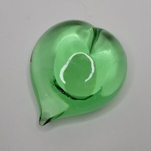 Vintage Green Glass Heart Sculpture Paperweight